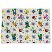 セサミストリートクリスマススノーフレークパターン ラージペーパーバッグ (正面)