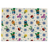 セサミストリートクリスマススノーフレークパターン ラージペーパーバッグ (裏面)