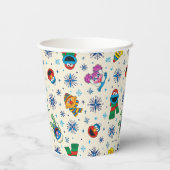 セサミストリートクリスマススノーフレークパターン 紙コップ (裏面)