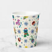 セサミストリートクリスマススノーフレークパターン 紙コップ (左)