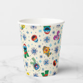 セサミストリートクリスマススノーフレークパターン 紙コップ (正面)