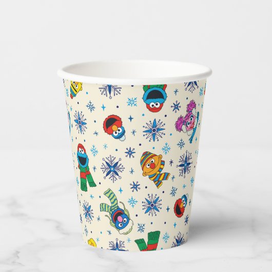 セサミストリートクリスマススノーフレークパターン 紙コップ (正面)