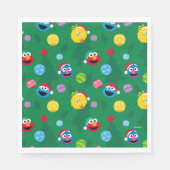 セサミストリートクリスマスツリーパターン スタンダードランチョンナプキン (正面)