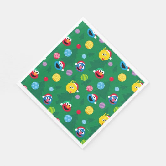 セサミストリートクリスマスツリーパターン スタンダードランチョンナプキン (角)