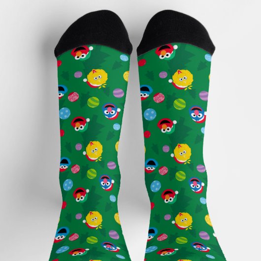 セサミストリートクリスマスツリーパターン ソックス (上部)