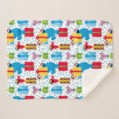 セサミストリートクリスマスプレゼントパターン シェルパブランケット (正面(横))