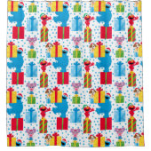 セサミストリートクリスマスプレゼントパターン シャワーカーテン (正面)