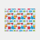 セサミストリートクリスマスプレゼントパターン フリースブランケット (正面(横))