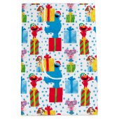 セサミストリートクリスマスプレゼントパターン ミディアムペーパーバッグ (裏面)