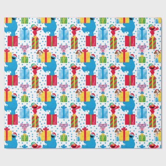 セサミストリートクリスマスプレゼントパターン ラッピングペーパー (フラット)