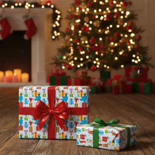 セサミストリートクリスマスプレゼントパターン ラッピングペーパー