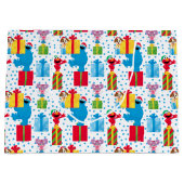 セサミストリートクリスマスプレゼントパターン ラージペーパーバッグ (正面)