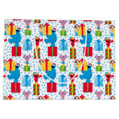 セサミストリートクリスマスプレゼントパターン ラージペーパーバッグ (裏面)