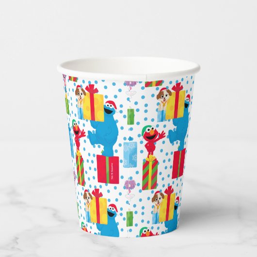 セサミストリートクリスマスプレゼントパターン 紙コップ (右)