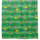 セサミストリートクリスマスライトパターン シャワーカーテン (正面)