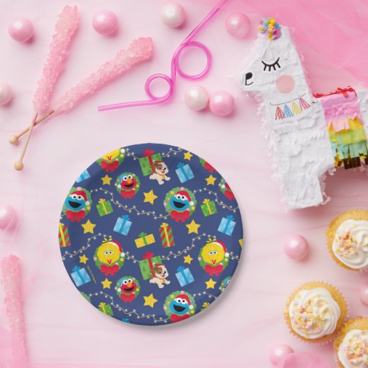 セサミストリートクリスマスライトパターン ペーパープレート (パーティー)
