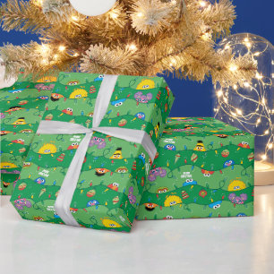 セサミストリートクリスマスライトパターン ラッピングペーパー