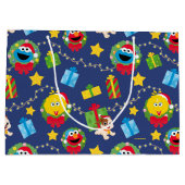 セサミストリートクリスマスライトパターン ラージペーパーバッグ (裏面)