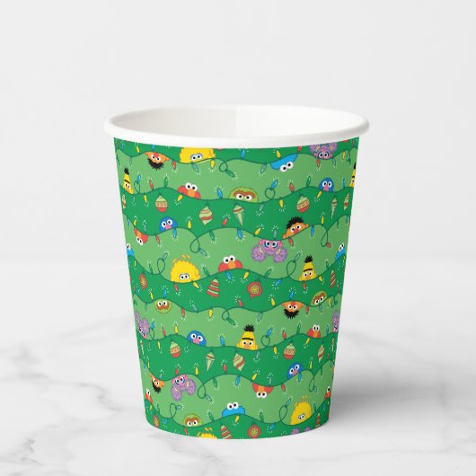 セサミストリートクリスマスライトパターン 紙コップ (左)