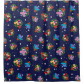 セサミストリートクリスマスリースパターン シャワーカーテン (正面)