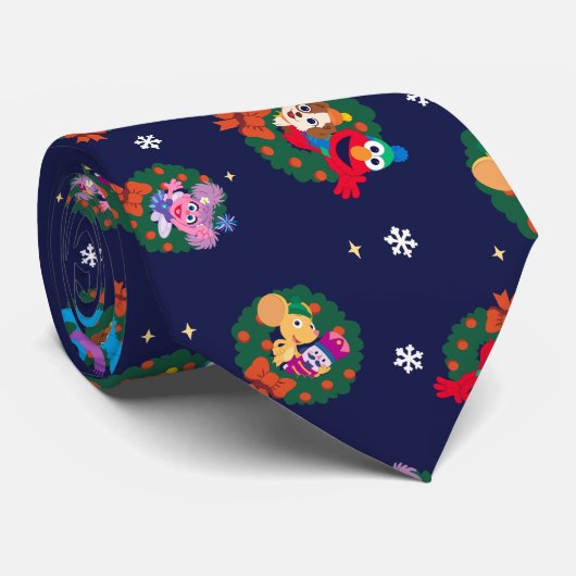 セサミストリートクリスマスリースパターン ネクタイ (ロール)