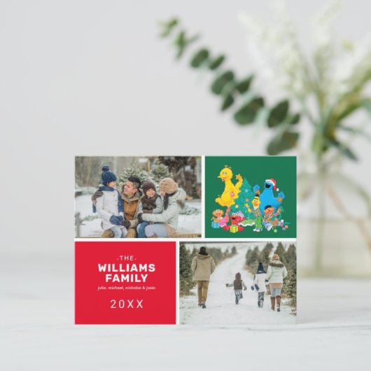 セサミストリートクリスマス家族の写真 シーズンポストカード (スタンド正面)