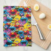 セサミストリートクルーパターン キッチンタオル (四つ折り)
