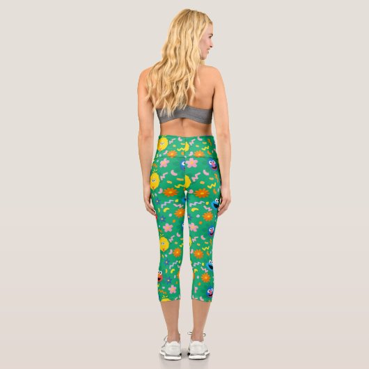 セサミストリートグリーン花柄 カプリレギンス (裏面)