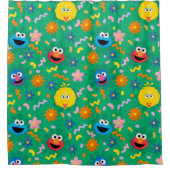 セサミストリートグリーン花柄 シャワーカーテン (正面)