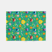 セサミストリートグリーン花柄 フリースブランケット (正面(横))