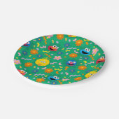 セサミストリートグリーン花柄 ペーパープレート (アングル)