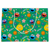 セサミストリートグリーン花柄 ラージペーパーバッグ (正面)