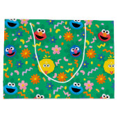 セサミストリートグリーン花柄 ラージペーパーバッグ (裏面)