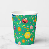 セサミストリートグリーン花柄 紙コップ (裏面)
