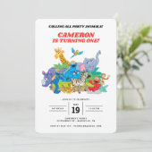 セサミストリートサファリ動物1歳誕生日 招待状 (スタンド正面)