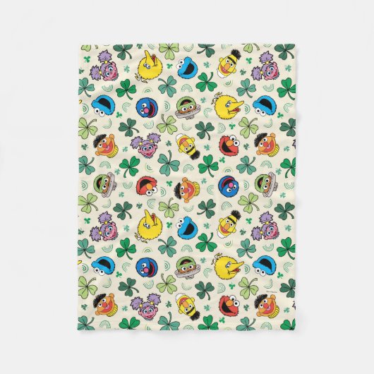 セサミストリートセントパトリックの日柄 フリースブランケット (正面)
