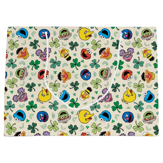 セサミストリートセントパトリックの日柄 ラージペーパーバッグ (正面)