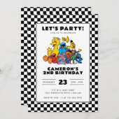 セサミストリートチェッカーボード誕生日 招待状 (正面/裏面)