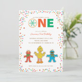 セサミストリートチャーストマスクッキーファースト誕生日 招待状 (スタンド正面)