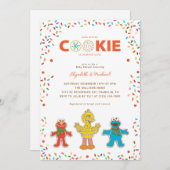 セサミストリートチルストマスクッキーベビーシャワー 招待状 (正面/裏面)