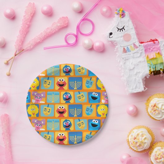 セサミストリートハヌカー模様 ペーパープレート (パーティー)