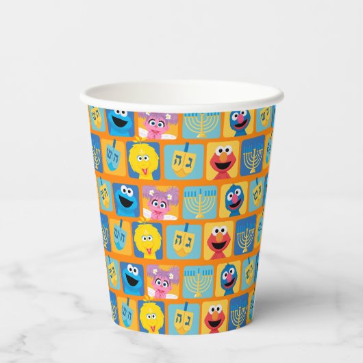 セサミストリートハヌカー模様 紙コップ (裏面)