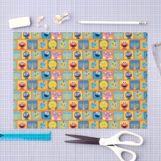 セサミストリートハヌカー模様 薄葉紙 (クラフト)