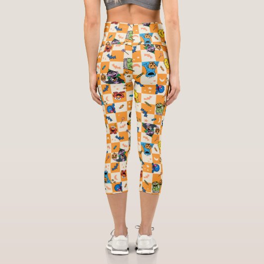 セサミストリートハロウィン市松模様にパターン カプリレギンス (裏面)