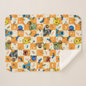 セサミストリートハロウィン市松模様にパターン シェルパブランケット (正面(横))