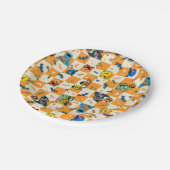 セサミストリートハロウィン市松模様にパターン ペーパープレート (アングル)