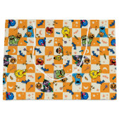 セサミストリートハロウィン市松模様にパターン ラージペーパーバッグ (正面)