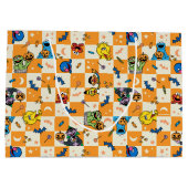 セサミストリートハロウィン市松模様にパターン ラージペーパーバッグ (裏面)