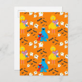 セサミストリートハロウィーンこうもりと幽霊パターン ポストカード (正面/裏面)