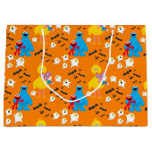 セサミストリートハロウィーンこうもりと幽霊パターン ラージペーパーバッグ (正面)